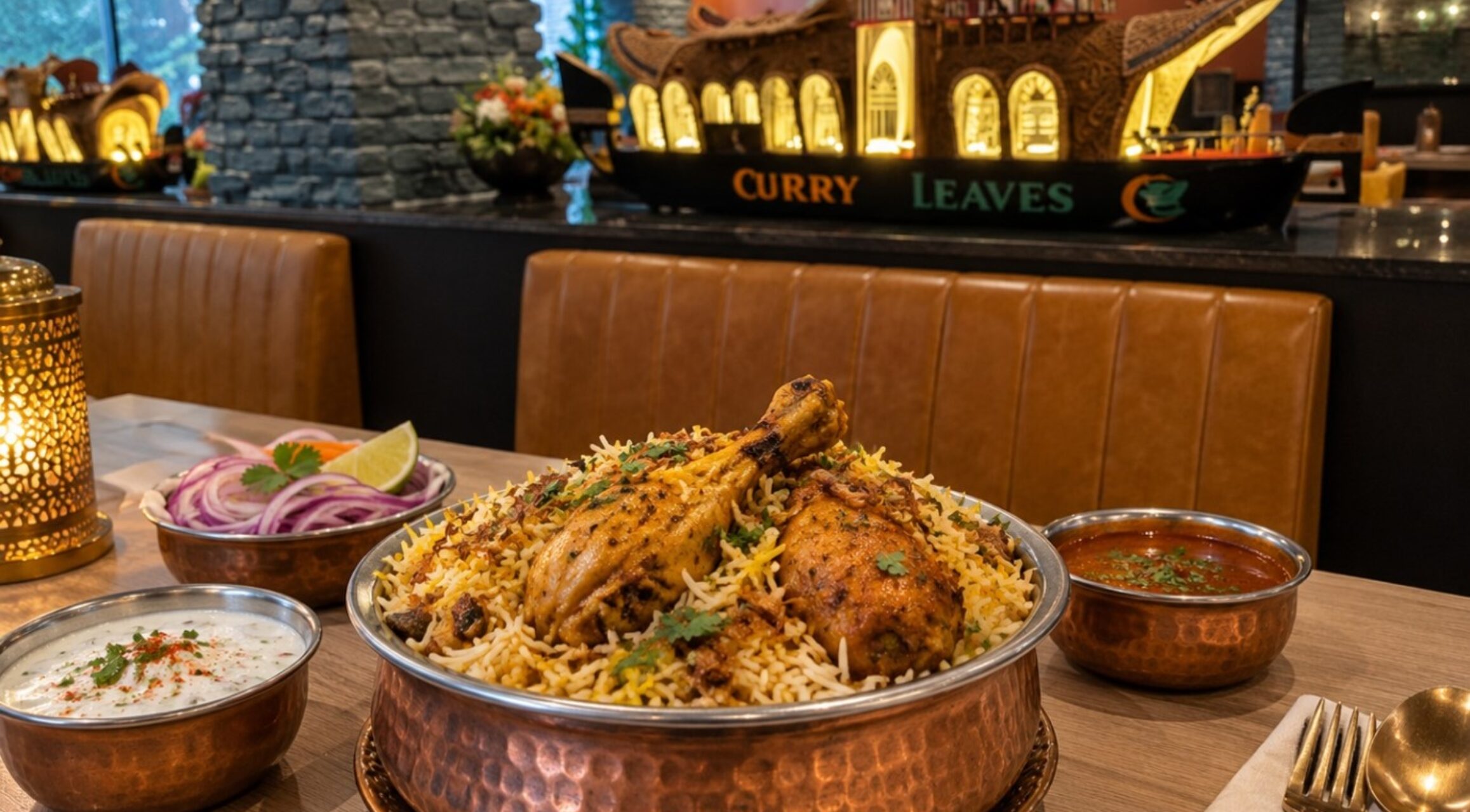 Authentic Chicken Biryani at Curry Leaves